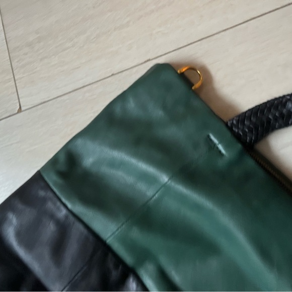 Two tone 100% leather bag green/black - crossbody bag - Picture 7 of 8